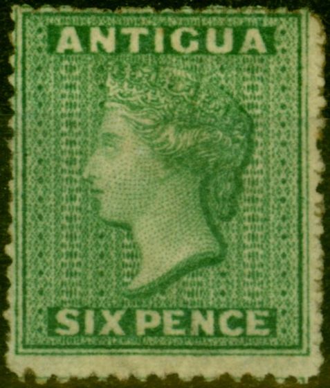 Collectible Postage Stamp from Antigua 1863 6d Green SG8a Wmk Upright Good Mtd Mint Rare
