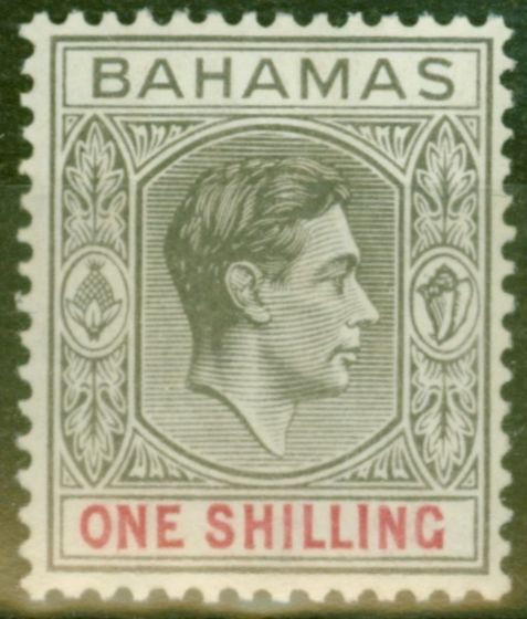 Collectible Postage Stamp from Bahamas 1938 1s Grey-Black & Carmine SG155 Thick Paper Fine Very Lightly Mtd Mint