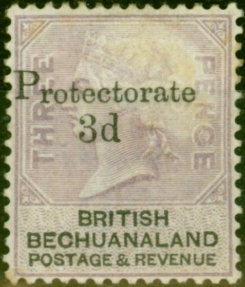 Old Postage Stamp from Bechuanaland 1888 3d on 3d Pale Reddish Lilac & Black SG43 Good Mtd Mint
