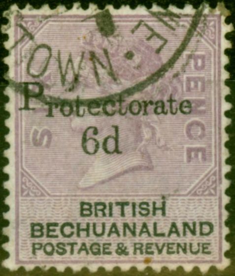 Old Postage Stamp from Bechuanaland 1888 6d on 6d Lilac & Black SG26 Fine Mtd Mint (2)