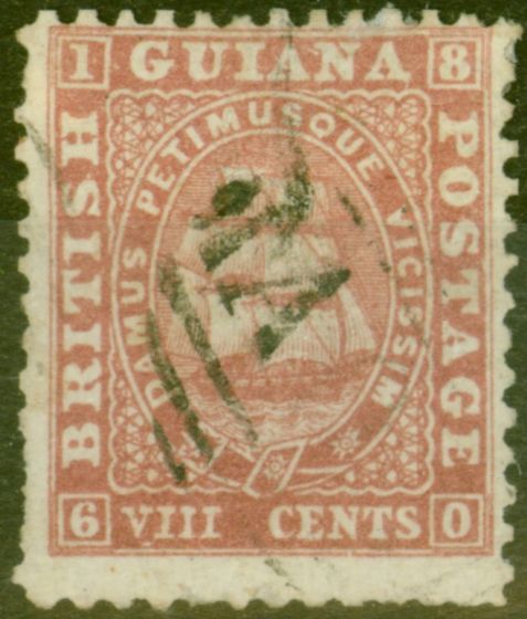 Collectible Postage Stamp from British Guiana 1860 8c Brownish Rose SG34 P.12 Thick Paper Fine Used