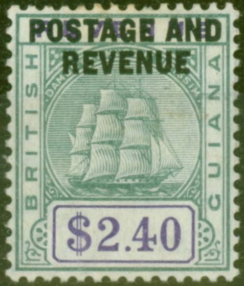 Collectible Postage Stamp from British Guiana 1905 $2.40 Green & Violet SG251 Fine Mtd Mint