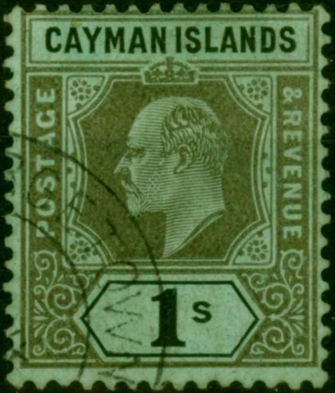Cayman Islands 1909 1s Black-Green SG31 Fine Used . King Edward VII (1902-1910) Used Stamps