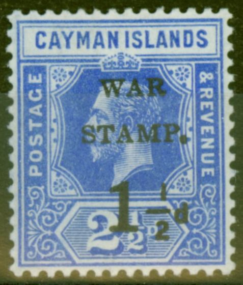 Collectible Postage Stamp from Cayman Islands 1917 1 1/2d on 2 1/2d Dp Blue SG53 Fine Mtd Mint