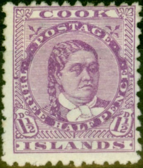 Collectible Postage Stamp from Cook Islands 1893 1 1/2d Mauve SG7 Fine Unused