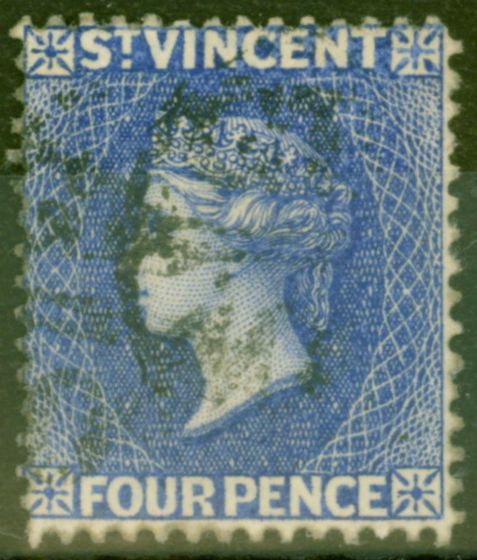 Valuable Postage Stamp from St Vincent 1882 4d Dull Ultramarine SG41a Wmk Reversed Fine Used Scarce