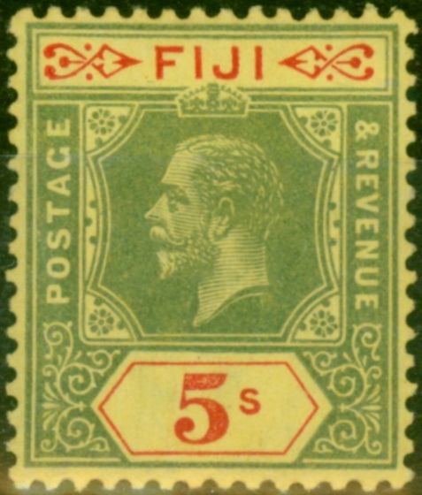 Valuable Postage Stamp Fiji 1912 5s Green & Red-Yellow SG136 Fine LMM