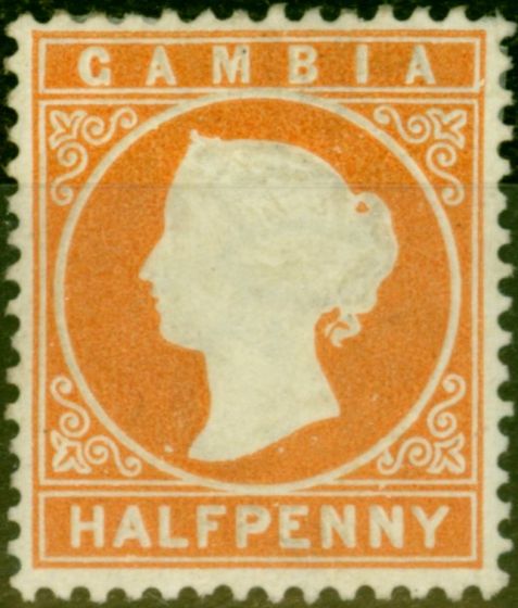 Old Postage Stamp from Gambia 1880 1/2d Dull Orange SG11B Fine Unused