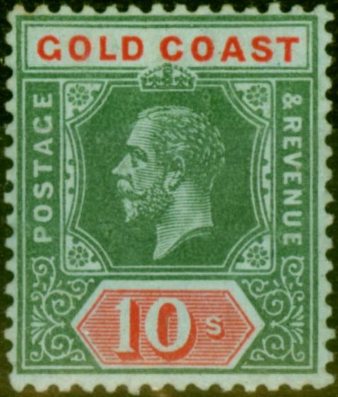 Collectible Postage Stamp from Gold Coast 1916 10s on Blue-Green Olive Back SG83a Fine MNH