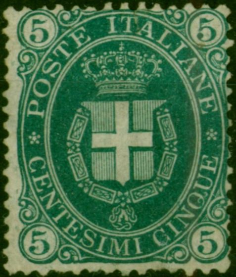 Italy 1889 5c Blue-Green SG38a Average LMM  Queen Victoria (1840-1901) Valuable Stamps