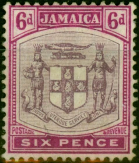 Rare Postage Stamp Jamaica 1911 6d Dull & Bright Purple SG44 Fine MM