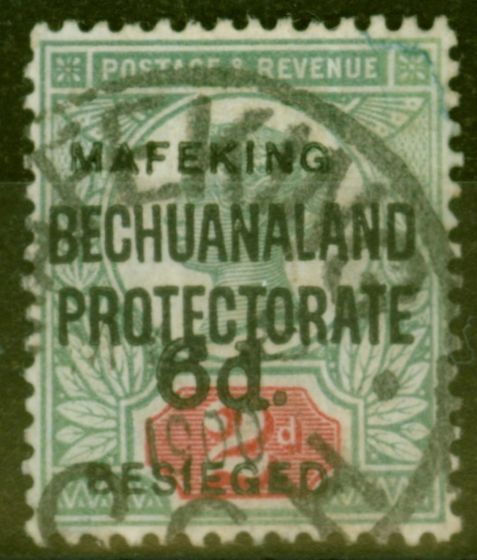 Old Postage Stamp from Mafeking 1900 6d on 2d Green & Carmine SG13 V.F.U
