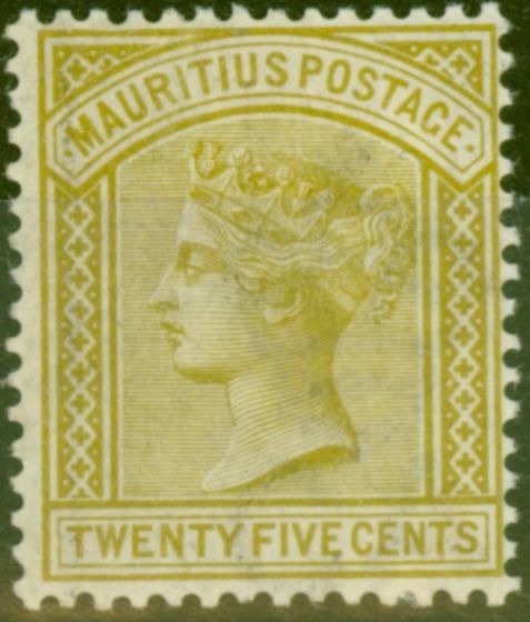 Old Postage Stamp from Mauritius 1883 25c Olive-Yellow SG110 Fine &  Fresh Mtd Mint