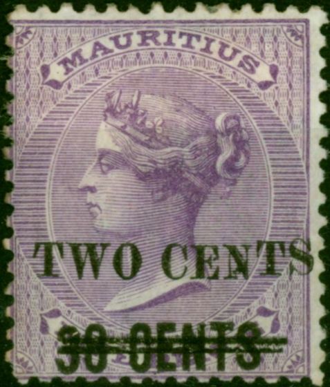 Mauritius 1891 2c on 38c on 9d Pale Violet SG120 Good MM . Queen Victoria (1840-1901) Mint Stamps
