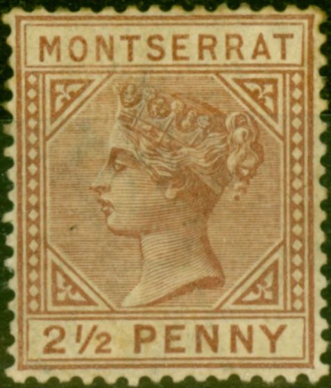 Old Postage Stamp from Montserrat 1884  2 1/2d Red-Brown SG9 Good Mtd Mint