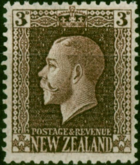 New Zealand 1915 3d Chocolate SG420 Fine & Fresh LMM  King George V (1910-1936) Collectible Stamps