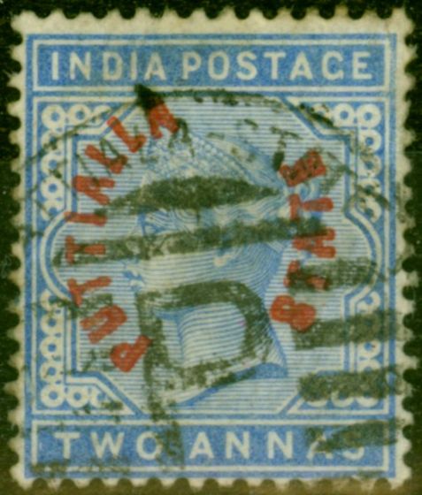 Old Postage Stamp from Patiala 1884 2a Dull Blue SG3 Fine Used Stamp