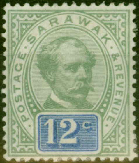 Collectible Postage Stamp Sarawak 1888 12c Green & Blue SG16 Fine MM