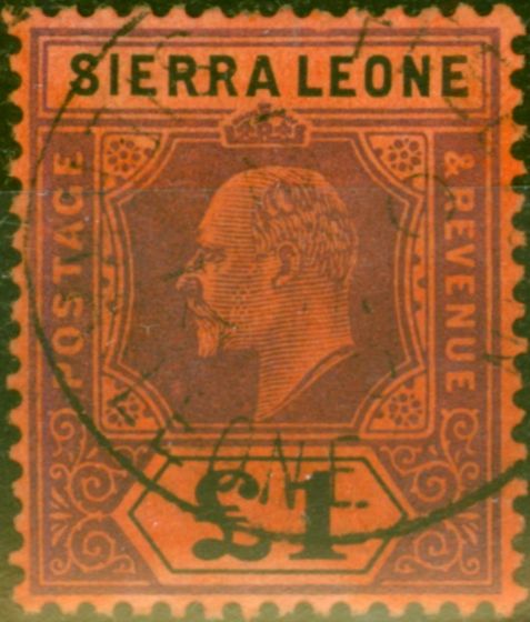 Valuable Postage Stamp from Sierra Leone 1911 £1 Purple & Black-Red SG111 Superb Used