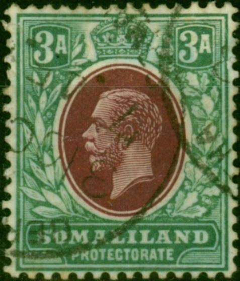 Somaliland 1913 3a Chocolate & Grey-Green SG64 Fine Used (2). King George V (1910-1936) Used Stamps
