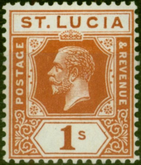 Valuable Postage Stamp St Lucia 1921 1s Orange-Brown SG103 Fine LMM