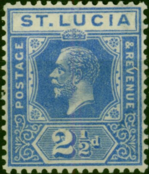 Old Postage Stamp St Lucia 1926 2 1/2d Dull Blue SG98 Fine VLMM (2)