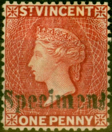 Old Postage Stamp from St Vincent 1885 1d Rose-Red Specimen SG48s Fine Unused