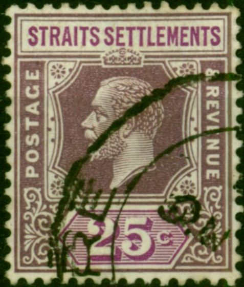 Straits Settlements 1914 25c Dull Purple & Mauve SG205 Fine Used (3). King George V (1910-1936) Used Stamps