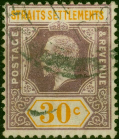 Straits Settlements 1921 50c Dull Purple & Orange SG235 Die I Fine Used (2). King George V (1910-1936) Used Stamps