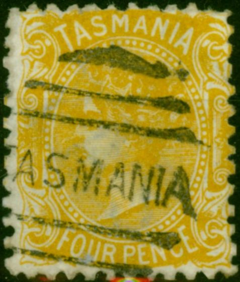 Tasmania 1880 4d Olive-Yellow SG162b Fine Used . Queen Victoria (1840-1901) Used Stamps