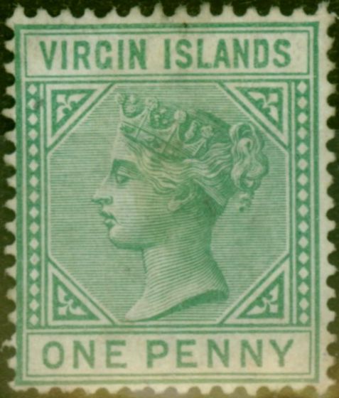 Collectible Postage Stamp Virgin Islands 1880 1d Emerald-Green SG24 Good Unused (2)