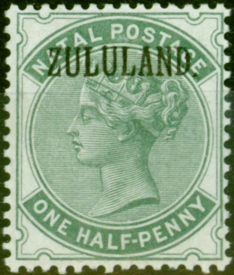 Rare Postage Stamp from Zululand 1888 1/2d Dull Green SG12 With Stop Fine Very Lightly Mtd Mint