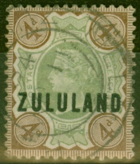 Collectible Postage Stamp from Zululand 1888 4d Green & Dp Grown SG6 Good Used