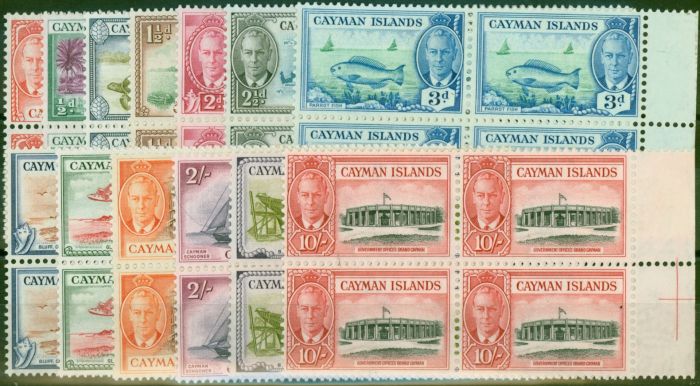 Valuable Postage Stamp Cayman Islands 1950 Set of 13 SG135-147 V.F MNH Blocks of 4