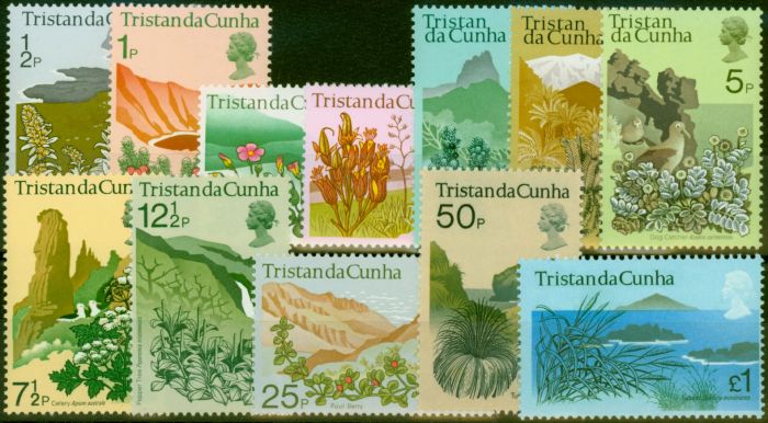 Collectible Postage Stamp Tristan da Cunha 1972 Flowering Plants Set of 12 SG158-169 Fine LMM