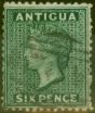 Valuable Postage Stamp from Antigua 1872 6d Blue-Green SG15x Wmk Reversed Fine Used