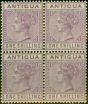Old Postage Stamp Antigua 1886 1s Mauve SG30 Fine & Fresh LMM Block of 4 Rare Multiple