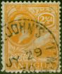 Old Postage Stamp Antigua 1923 2 1/2d Orange-Yellow SG72 Fine Used