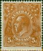 Rare Postage Stamp Australia 1917 5d Brown SG23b Comb Fine MM