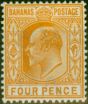 Collectible Postage Stamp from Bahamas 1902 4d Orange SG64 Fine Mtd Mint