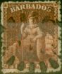 Rare Postage Stamp Barbados 1864 6d Orange-Red SG30 Fine Used (3)