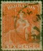Collectible Postage Stamp Barbados 1870 6d Orange-Vermilion SG46 Fine Used