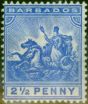 Old Postage Stamp Barbados 1905 2 1/2d Blue SG139 Fine MM