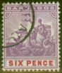 Rare Postage Stamp from Barbados 1905 6d Mauve & Carmine SG141 Fine Used