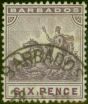 Valuable Postage Stamp Barbados 1910 6d Dull & Bright Purple SG168 V.F.U