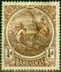 Valuable Postage Stamp from Barbados 1916 1/4d Deep Brown SG181y Wmk Inverted & Reversed Fine Used