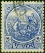 Old Postage Stamp Barbados 1921 2 1/2d Ultramarine SG222 Fine Used