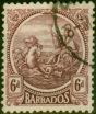 Valuable Postage Stamp Barbados 1921 6d Reddish Purple SG225 V.F.U
