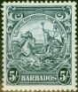 Valuable Postage Stamp Barbados 1941 5s Indigo SG256a Fine MM