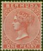 Old Postage Stamp Bermuda 1865 1d Rose-Red SG1 Fine MM